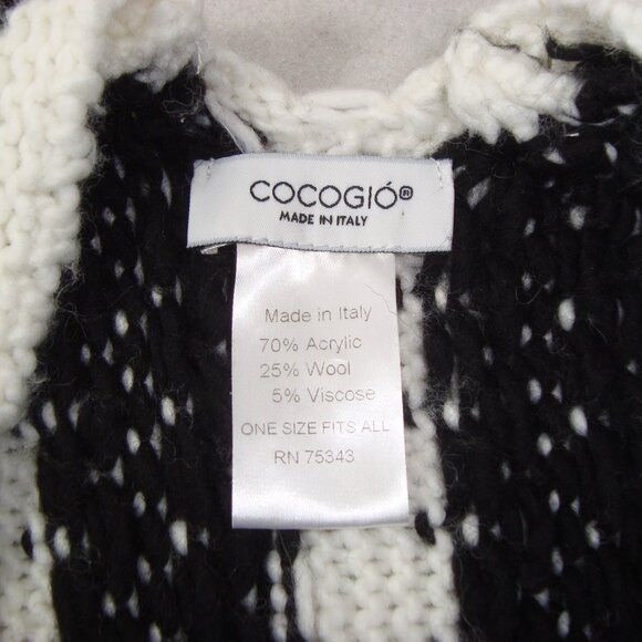 COCOGIO Wool Blend Fringed Poncho Cardigan Sweater Aztec Inspired Made in Italy - Picture 3 of 9